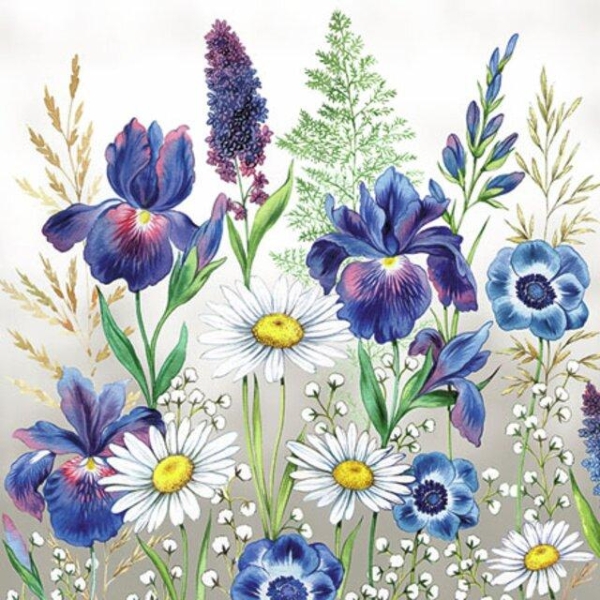 Serviett kaffe "Mixed meadow flowers" 12,5 x 12,5