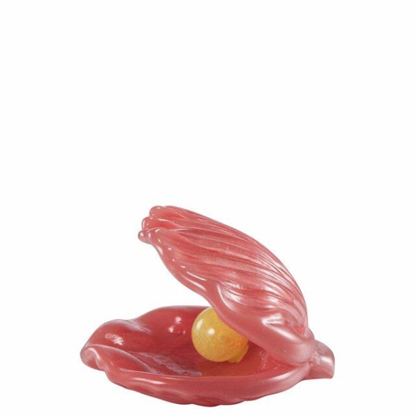Sea Skjell m/perle L12 B10 H8,5 Korall m/gul perle