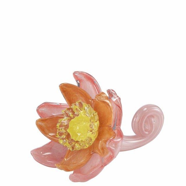 Ariel Glassblomst L13 B11 H10 cm korall/Rosa/gul
