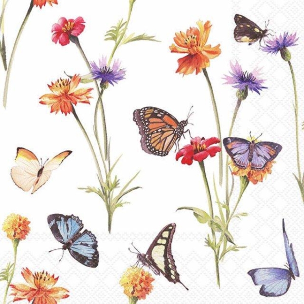 Serviett Lunsj "Butterfly garden" 16,5x16,5 cm
