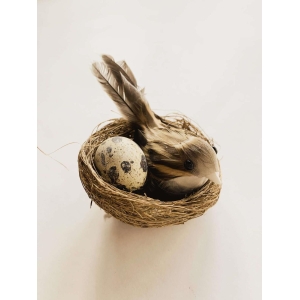 Fugl i rede m/egg 11x4 cm