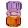 Krystall lysestake violet/rosa/oransje 7,5x4,5x4,5cm
