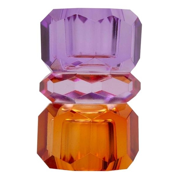 Krystall lysestake violet/rosa/oransje 7,5x4,5x4,5cm - Bilde 2