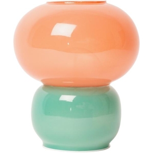 Glasslampe på batteri rosa/petrol H13,5cm Ø 12Cm