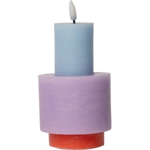 Led Bloklys Rødorange/violet/lysblå 15xø8,8cm