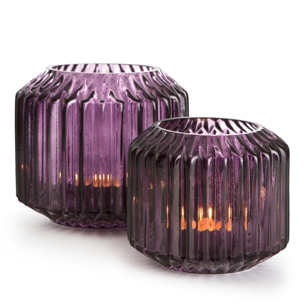 Telysglass stripe plomme 10cm - Bilde 2