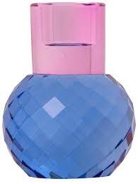 Krystall lysestake blå/rosa 10xø8cm