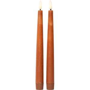 LED kronelys rustikk 2pk gyllenbrun