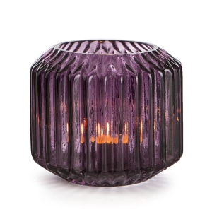 Telysglass stripe plomme 10cm