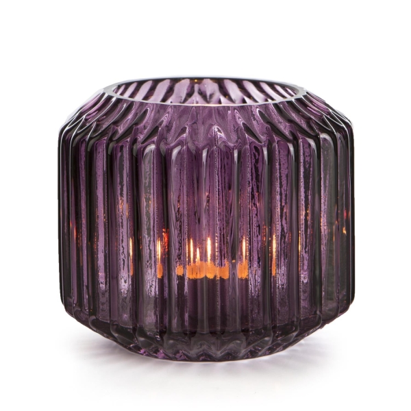 Telysglass stripe plomme 10cm