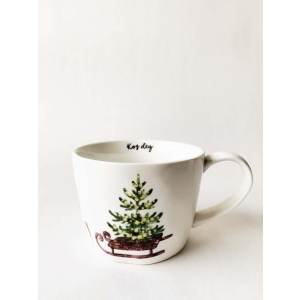 Krus med kjelke "Gledelig jul" 10x7,5 cm