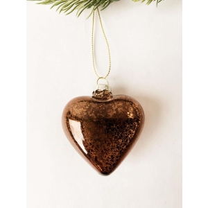 Juleheng hjerte d 6 cm brunt