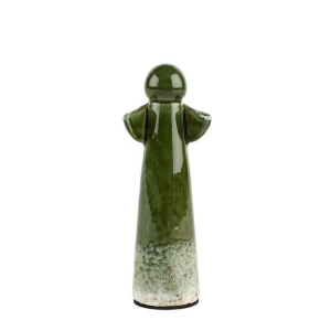 Engel keramikk H 20 cm Antikkgrønn