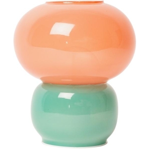 Glasslampe på batteri rosa/petrol H13,5cm Ø 12Cm