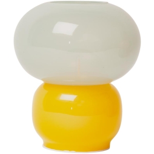 Glasslampe på batteri gul/mint H13,5cm Ø 12Cm