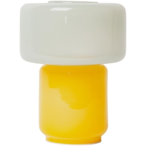 Glasslampe på batteri gul/mint 16xø12,5 cm