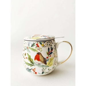 Tekrus julemotiv fugl m/lokk og sil