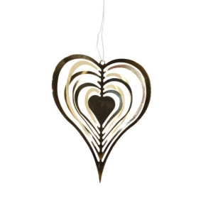 Hjerte 3D Metal Gull 8,5 cm