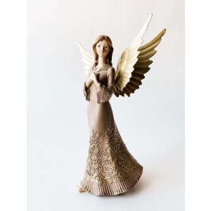 Engel med foldede hender h 18 cm