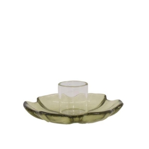 Glass lysestake Grønn H 4,5 D 10,5 cm