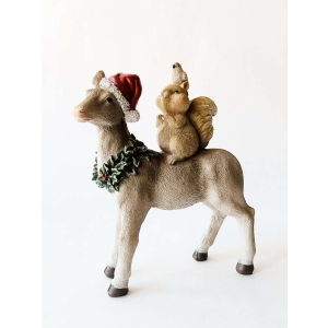 Hjort med ekorn 16x20 cm