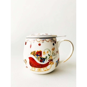 Krus m lokk og siljulemønster hvit