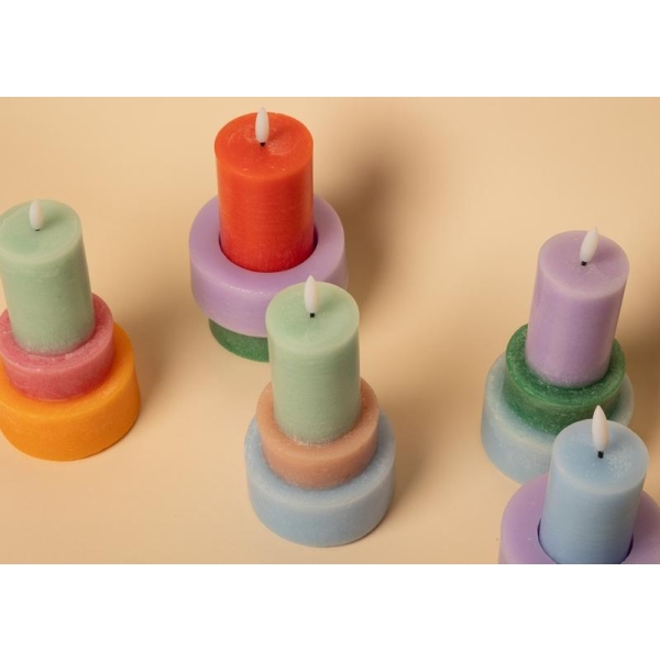 Led Bloklys Orange/rosa/sjøgrønn 15xø8,8cm - Bilde 2