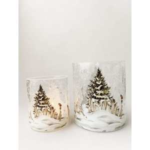 Lysglass krakelert nostalgi vinter 9x10 cm