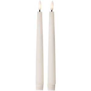 LED kronelys rustikk 2pk hvit 22xø2,2 cm