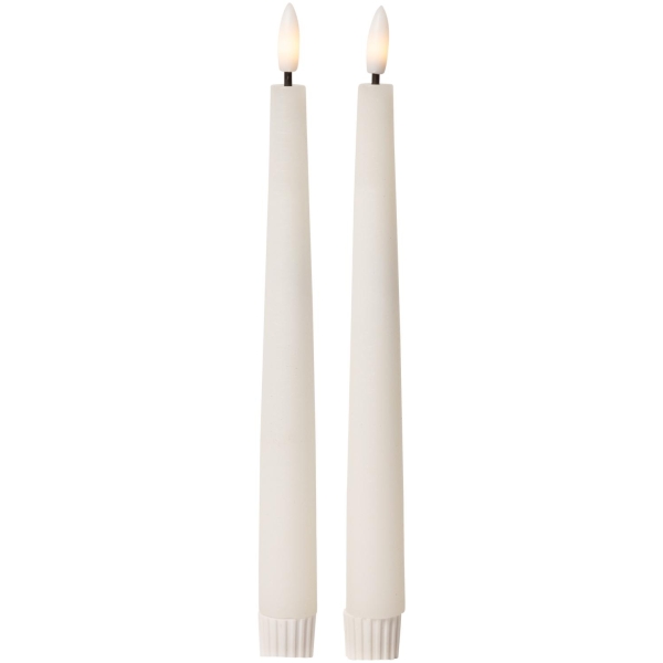 LED kronelys rustikk 2pk hvit 22xø2,2 cm