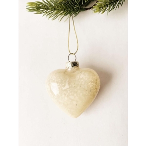 Juleheng hjerte d 6 cm hvitt