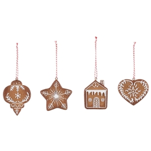 Hengende dekorerte pepperkaker 4ass