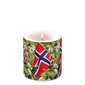 Kubbelys med Flagg Ø8 H9 cm