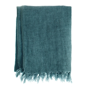 Pledd Olivia 100% lin petrol 125x160 cm