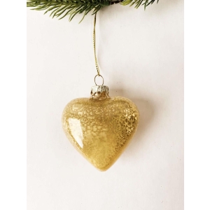 Juleheng hjerte d 6 cm gull