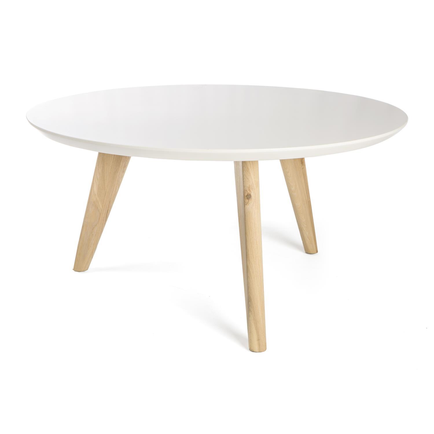 Bord No1 hvit m/ben i ask Ø:80 cm