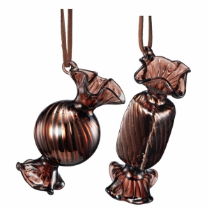 Candy glass julepynt 2ass Brun