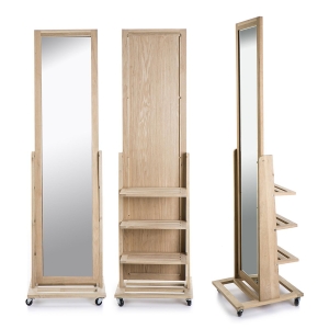 Gulvspeil No1 m/3 hyller på baksiden eik H:160 B:45