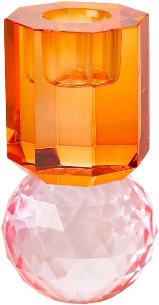 Krystall lysestake rosa/oransje 10,5x6x6cm