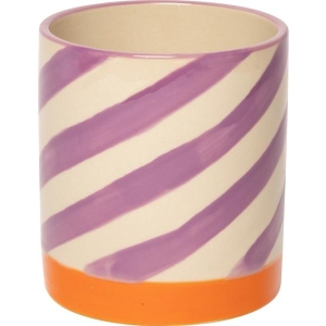 Vase striper lilla/offw. m/orange bunn H20 D9 cm