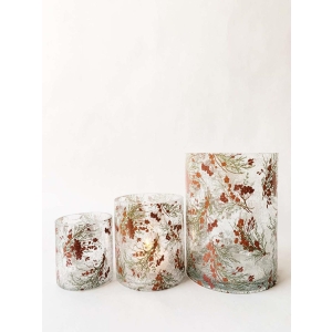 Lysglass krakelert røde bær 15x20 cm