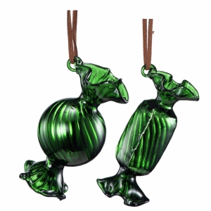 Candy glass julepynt 2ass grønn