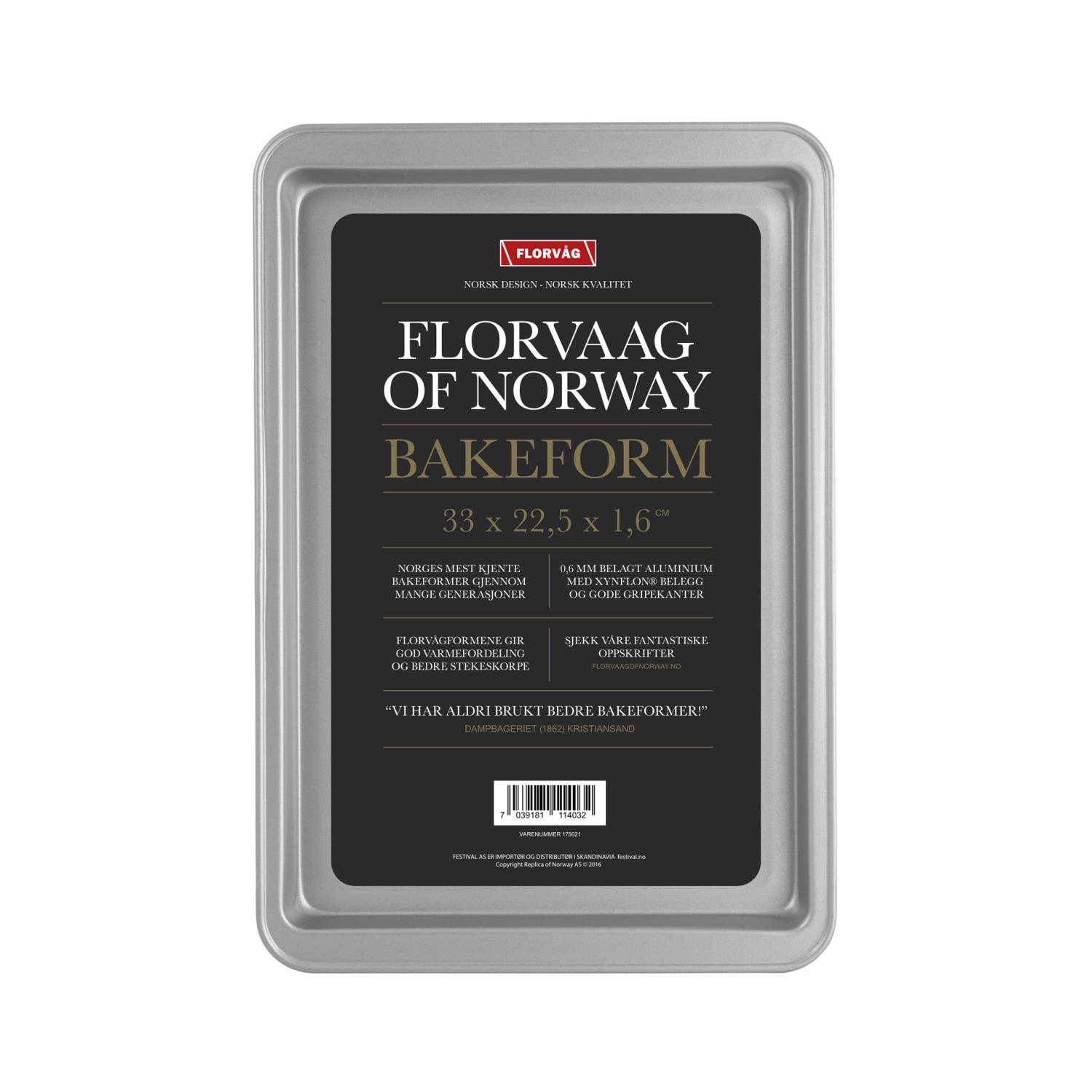 Bakeform Florvåg sølv 33x22,5 cm
