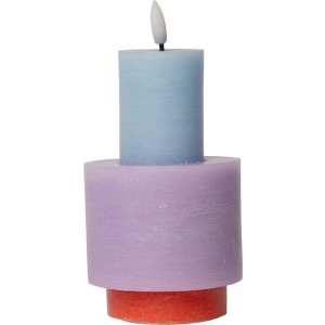 Led Bloklys Rødorange/violet/lysblå 15xø8,8cm