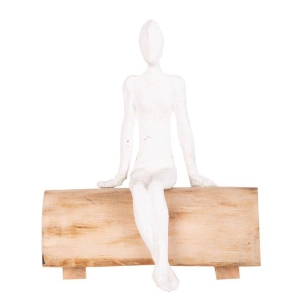 Marlene figur hvit,natur 17x10x21 tre
