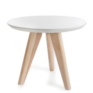 Bord hvit m/ben i Ask ø50cm