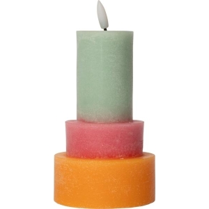 Led Bloklys Orange/rosa/sjøgrønn 15xø8,8cm