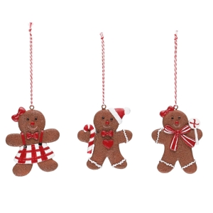 Hengende pepperkakemann/dame rød 3ass