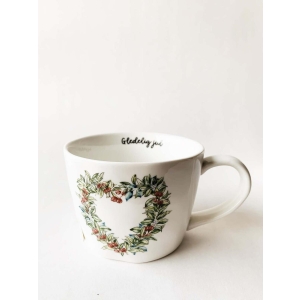 Krus hjertekrans "Gledelig jul" 10x7,5 cm