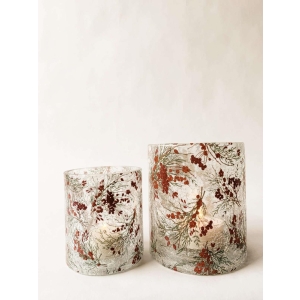 Lysglass krakelert røde bær 11x5x13 cm